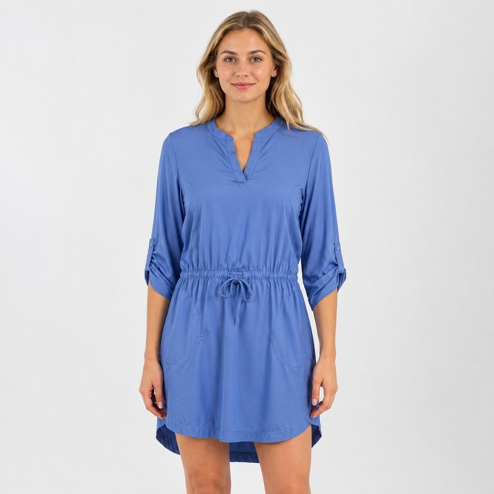 ZX Outdoor Lifestyle Women's S Blue Roll Tab Drawstring Dress